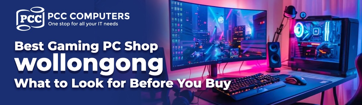 Gaming PC setup with RGB components available at PCC Computers, the best gaming PC shop in Wollongong