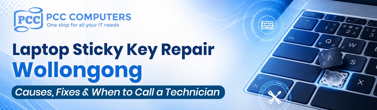 Laptop sticky key repair Wollongong technician fixing keyboard