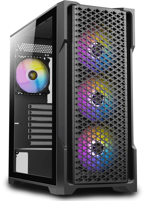 AX90 is the Mid-Tower ATX Gaming Case and best gaming pc with high-airflow  front panel, 360mm Front Radiator Support, pre-installed 4 x 120mm ARGB  fans, up to 11 x 120mm fans simultaneously
